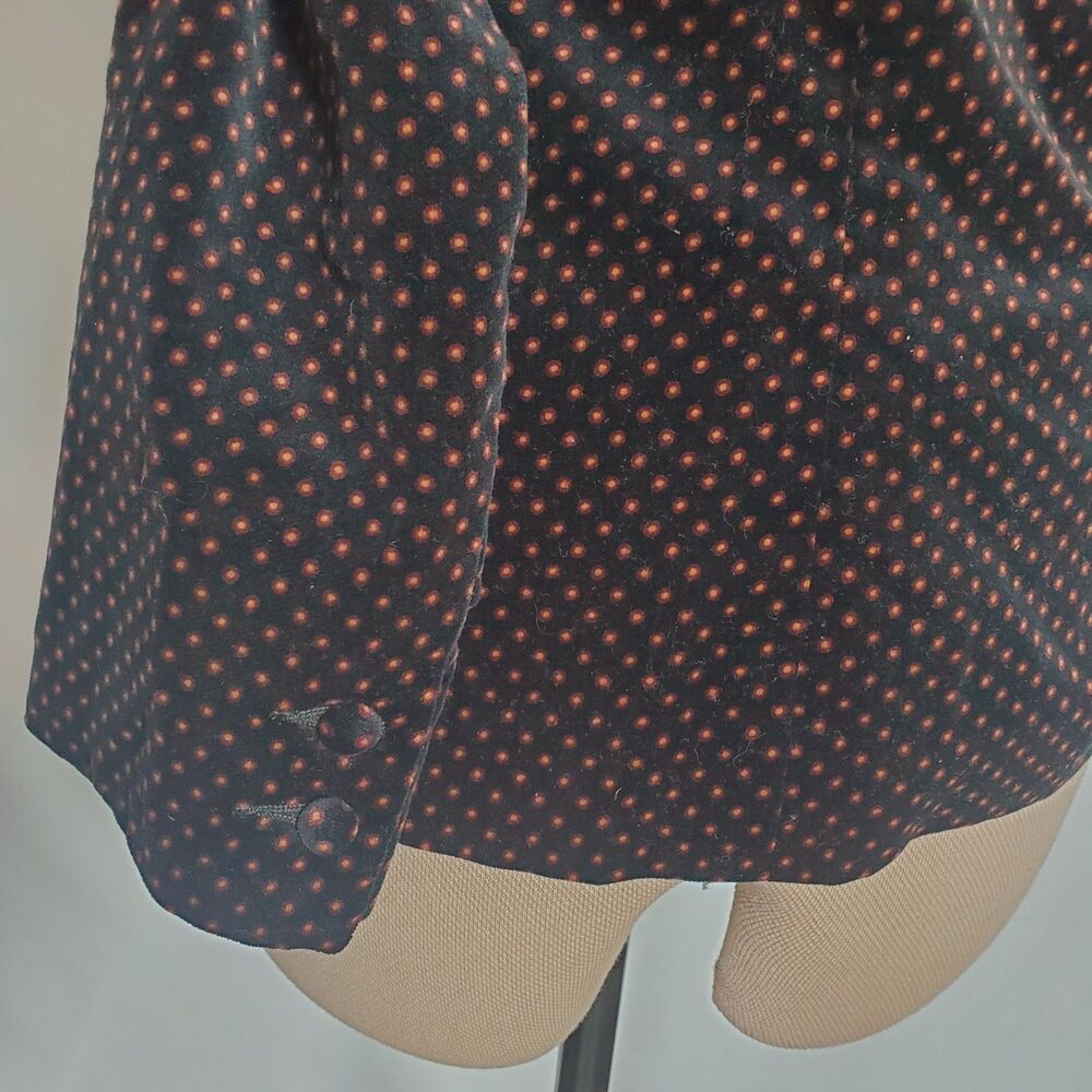 Vintage Chaus Women’s Blazer Size 8 Black Orange Polka Dot Cotton Velvet Pockets - Picture 6 of 11